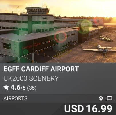 EGFF Cardiff Airport by UK2000 Scenery. USD 16.99