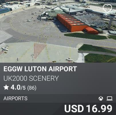 EGGW Luton Airport by UK2000 Scenery. USD 16.99
