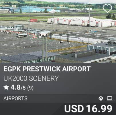 EGPK Prestwick Airport by UK2000 Scenery. USD 16.99