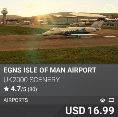 EGNS Isle Of Man Airport by UK2000 Scenery. USD 16.99