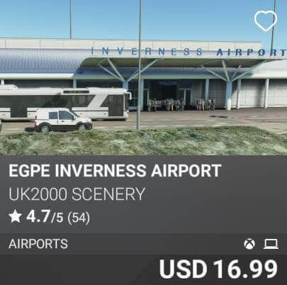 EGPE Inverness Airport by UK2000 Scenery. USD 16.99