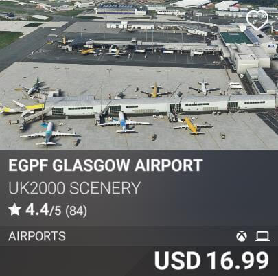 EGPF Glasgow Airport by UK2000 Scenery. USD 16.99