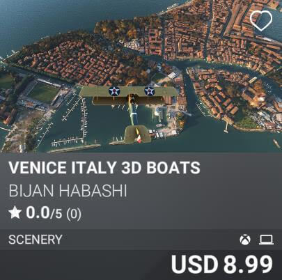 Venice Italy 3D Boats by Bijan Habashi. USD 8.99