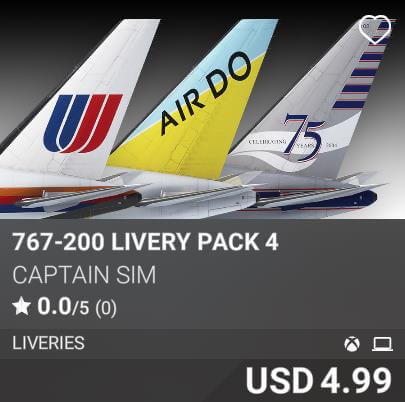 767-200 Livery Pack 4 by Captain Sim. USD 4.99