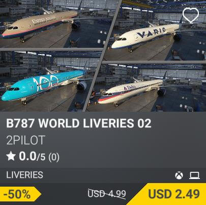 B787 WORLD LIVERIES 02 by 2PILOT. USD 4.99 (on sale for 2.49)