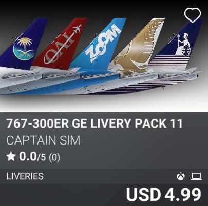 767-300ER GE Livery Pack 11 by Captain Sim. USD 4.99
