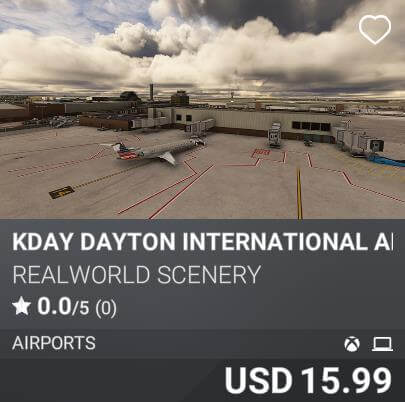 KDAY Dayton International Airport by Realword Scenery. USD 15.99