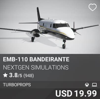 EMB-110 Bandeirante by NextGen Simulations. USD 19.99