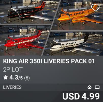 KING AIR 350I LIVERIES PACK 01 by 2PILOT. USD 4.99