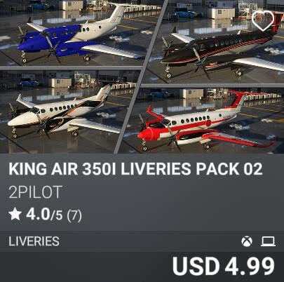 KING AIR 350I LIVERIES PACK 02 by 2PILOT. USD 4.99