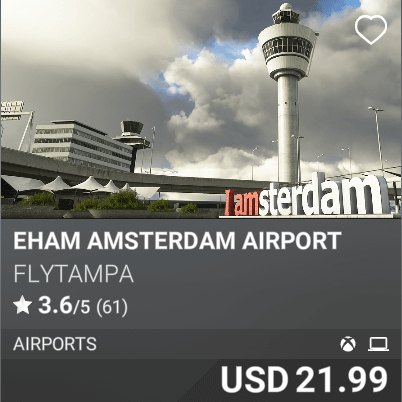 EHAM Amsterdam Airport by FlyTampa. USD 21.99