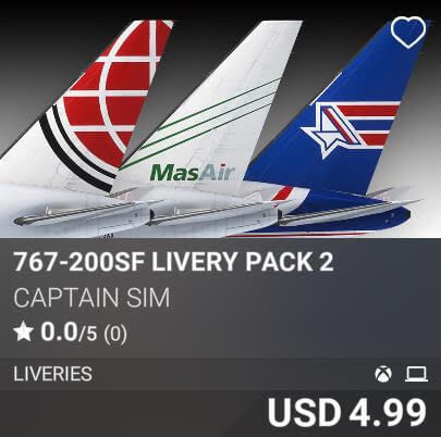 767-200SF Livery Pack 2 by Captain Sim. USD 4.99