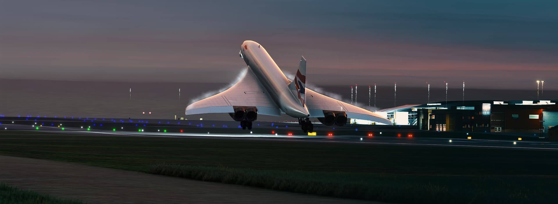 A British Airways Concorde rotates on take off.