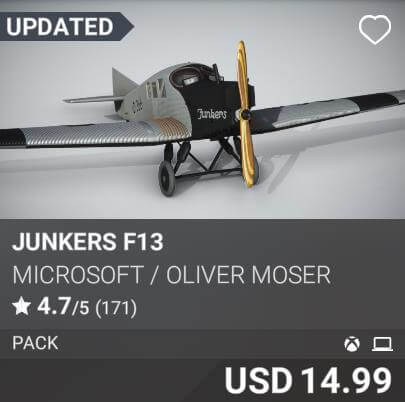 Junkers F13 by MICROSOFT / OLIVER MOSER. USD 14.99