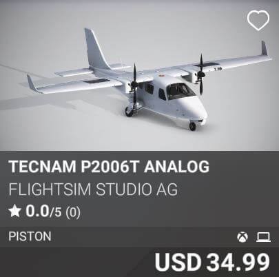 Tecnam P2006T ANALOG by FlightSim Studio AG. USD 34.99