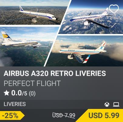 Airbus A320 Retro Liveries by Perfect Flight. USD 7.99 (on sale for 5.99)