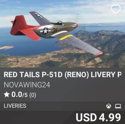 Red Tails P-51D (Reno) Livery Pack by Novawing24. USD 4.99