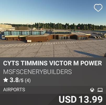 CYTS Timmins Victor M Power International Airport by MSFScenerybuilders. USD 13.99