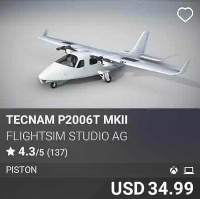 Tecnam P2006T MKII by FlightSim Studio AG. USD 34.99