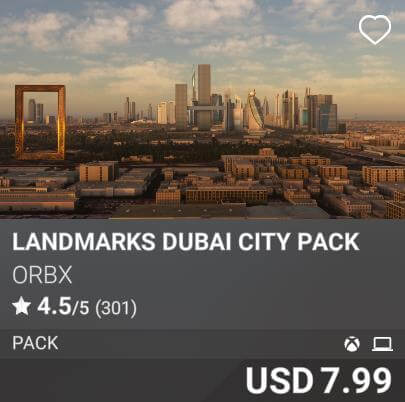 Landmarks Dubai City Pack by Orbx. USD 7.99
