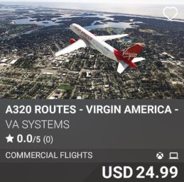 A320 Routes Virgin America by Va systems USD 24.99