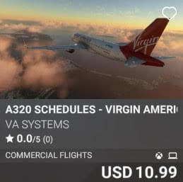 A320 Schedules - Virgin America - Vol 3 by VA SYSTEMS. USD 10.99