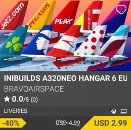 Inibuilds A320neo Hangar 6 Europe by bravoairspace. USD 4.99 (on sale for 2.99)