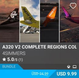 A320 v2 Complete Regions Collection by 4simmers. USD 12.99 (on sale for 9.99)