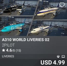 A310 WORLD LIVERIES 02 by 2Pilot. USD 4.99
