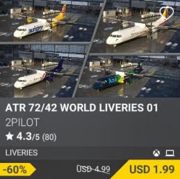 ATR 72/42 WORLD LIVERIES 01 by 2PILOT. USD 4.99 (on sale for 1.99)