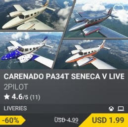 CARENADO PA34T SENECA V LIVERY PACK 01 by 2PILOT. USD 4.99 (on sale for 1.99)
