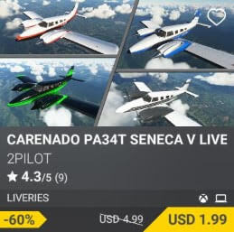 CARENADO PA34T SENECA V LIVERY PACK 02 by 2PILOT. USD 4.99 (on sale for 1.99)