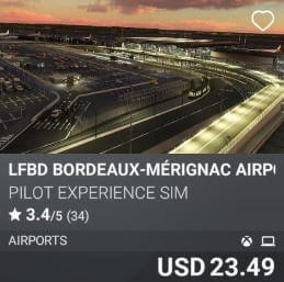LFBD Bordeaux-Mérignac Airport by Pilot Experience Sim. USD 23.49