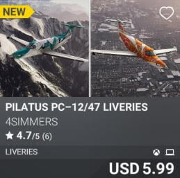 Pilatus PC–12/47 Liveries by 4Simmers. USD 5.99