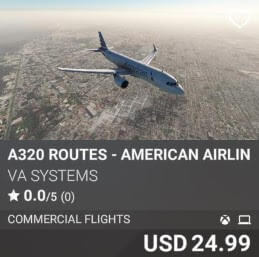 A320 Routes - American Airlines - Vol 3 by VA SYSTEMS. USD 24.99