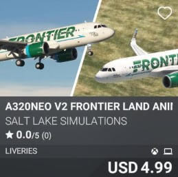 A320neo v2 Frontier Land Animals Livery Pack 1 by Salt Lake Simulations. USD 4.99