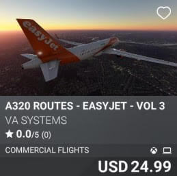 A320 Routes - EasyJet - Vol 3 by VA SYSTEMS. USD 24.99