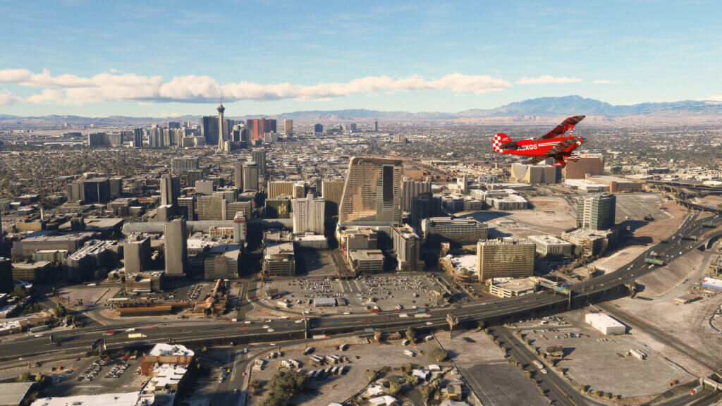Flying over the Las Vegas Strip during the day