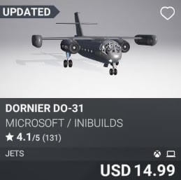 Dornier Do-31 by Microsoft / iniBuilds. USD 14.99