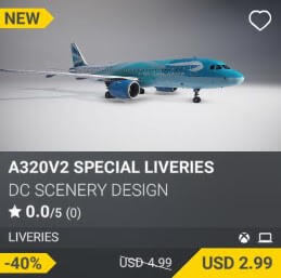 A320v2 Special Liveries by DC Scenery Design USD 2.99