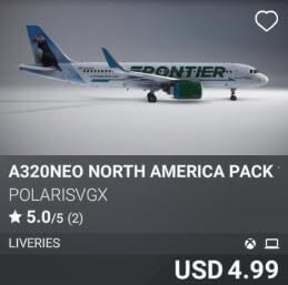 A320neo North America pack 1 by PolarisVGX. USD 4.99