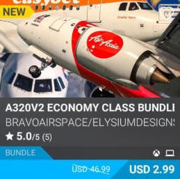 A320v2 Economy Class Bundle by BravoAirspace/ElysiumDesigns. USD 4.99 (on sale for 2.99)