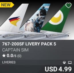 767-200SF Livery Pack 5 by Captain Sim. USD 4.99