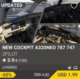 NEW COCKPIT A320NEO 787 747 by 2PILOT. USD 4.99 (on sale for 1.99)