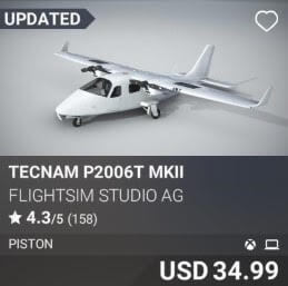 Tecnam P2006T MKII by FlightSim Studio AG USD 34.99