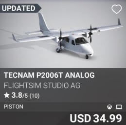 Tecnam P2006T ANALOG by FlightSim Studio AG USD 34.99