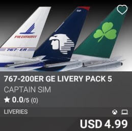 767-200ER GE Livery Pack 5 by Captain Sim. USD 4.99