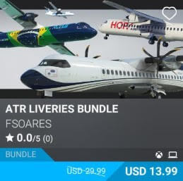 ATR Liveries Bundle by FSoares. USD 14.99 (on sale for 13.99)