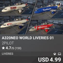 A320NEO WORLD LIVERIES 01 by 2PILOT. USD 4.99