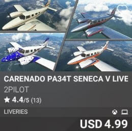 CARENADO PA34T SENECA V LIVERY PACK 01 by 2PILOT. USD 4.99